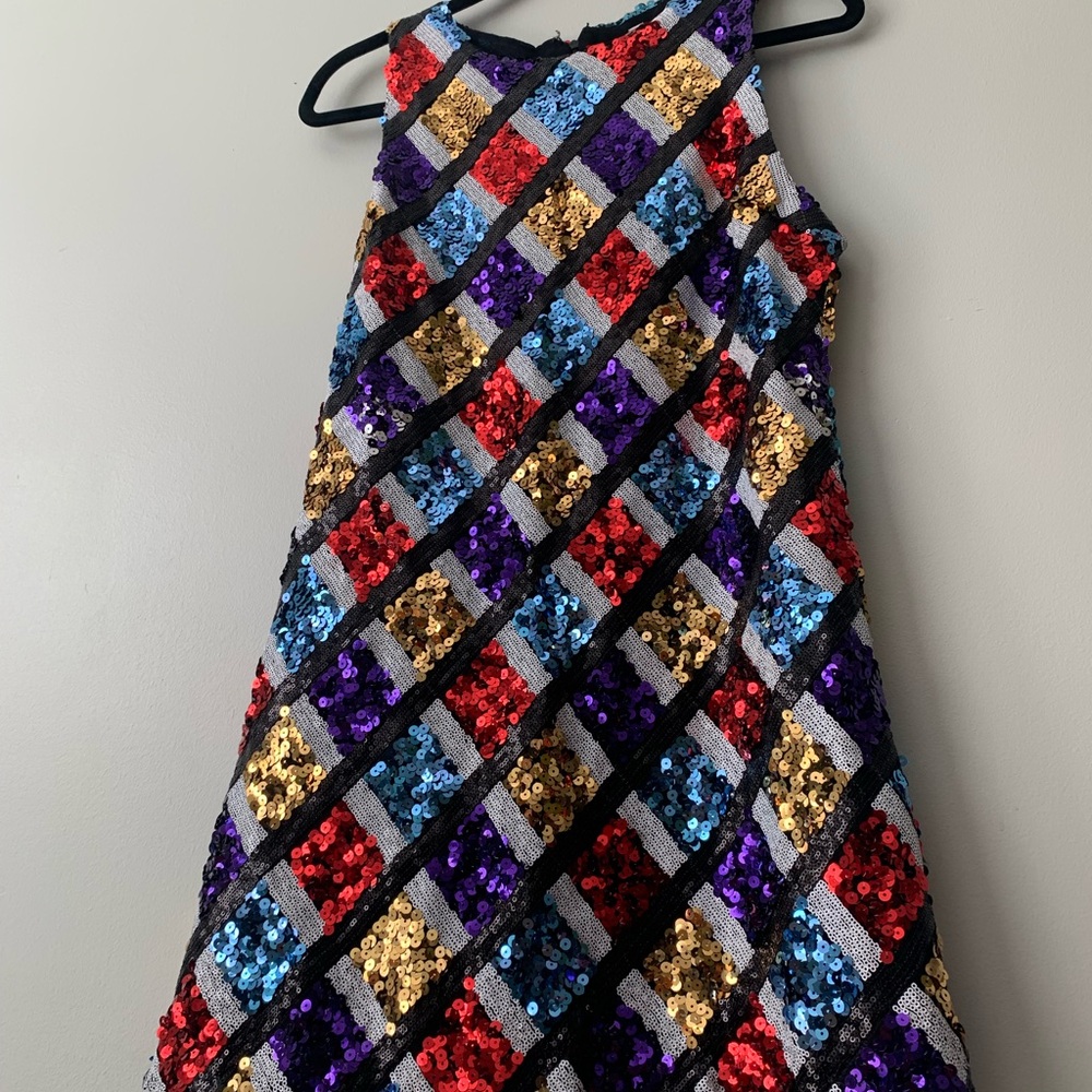 Glamorous Multicolor Sequin Mini Dress — Red, Blue, Gold, Purple